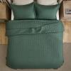 imageBedsure Quilts Queen Size  StitchFree Ultrasonic Quilting Lightweight Olive Green Comforter AllSeason Bedspread amp Coverlet Modern Floral Pattern Soft 3 Piece Machine Washable Bedding 90 x 96  StitchFree Quilting Ultra Soft Lightweight Machine Washable PetFriendly09  Dark Green  Clover
