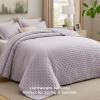 imageBedsure Quilts Queen Size  StitchFree Ultrasonic Quilting Lightweight Olive Green Comforter AllSeason Bedspread amp Coverlet Modern Floral Pattern Soft 3 Piece Machine Washable Bedding 90 x 96  StitchFree Quilting Ultra Soft Lightweight Machine Washable PetFriendly18  Purple  Clover