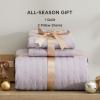 imageBedsure Quilts Queen Size  StitchFree Ultrasonic Quilting Lightweight Olive Green Comforter AllSeason Bedspread amp Coverlet Modern Floral Pattern Soft 3 Piece Machine Washable Bedding 90 x 96  StitchFree Quilting Ultra Soft Lightweight Machine Washable PetFriendly18  Purple  Clover