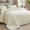 imageBedsure Quilts Queen Size  StitchFree Ultrasonic Quilting Lightweight Olive Green Comforter AllSeason Bedspread amp Coverlet Modern Floral Pattern Soft 3 Piece Machine Washable Bedding 90 x 96  StitchFree Quilting Ultra Soft Lightweight Machine Washable PetFriendly17  Ivory  Clover