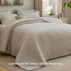imageBedsure Quilts Queen Size  StitchFree Ultrasonic Quilting Lightweight Olive Green Comforter AllSeason Bedspread amp Coverlet Modern Floral Pattern Soft 3 Piece Machine Washable Bedding 90 x 96  StitchFree Quilting Ultra Soft Lightweight Machine Washable PetFriendly12  Linen  Clover