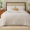 imageBedsure Quilts Queen Size  StitchFree Ultrasonic Quilting Lightweight Olive Green Comforter AllSeason Bedspread amp Coverlet Modern Floral Pattern Soft 3 Piece Machine Washable Bedding 90 x 96  StitchFree Quilting Ultra Soft Lightweight Machine Washable PetFriendly13 Beige  Floral