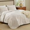 imageBedsure Quilts Queen Size  StitchFree Ultrasonic Quilting Lightweight Olive Green Comforter AllSeason Bedspread amp Coverlet Modern Floral Pattern Soft 3 Piece Machine Washable Bedding 90 x 96  StitchFree Quilting Ultra Soft Lightweight Machine Washable PetFriendly13 Beige  Floral