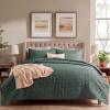 imageBedsure Quilts Queen Size  StitchFree Ultrasonic Quilting Lightweight Olive Green Comforter AllSeason Bedspread amp Coverlet Modern Floral Pattern Soft 3 Piece Machine Washable Bedding 90 x 96  StitchFree Quilting Ultra Soft Lightweight Machine Washable PetFriendly09  Dark Green  Clover