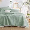 imageBedsure Quilts Queen Size  Queen Quilt Bedding Set Bedspread Coverlet Comforter Lightweight Neutral Striped Bedding 3Piece Set with 90x96 Coverlet amp 2 Pillow Shams AllSeason Soft Microfiber04  Green Solid Border