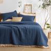 imageBedsure Quilts Queen Size  Queen Quilt Bedding Set Bedspread Coverlet Comforter Lightweight Neutral Striped Bedding 3Piece Set with 90x96 Coverlet amp 2 Pillow Shams AllSeason Soft Microfiber02  Navy Solid Border