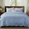 imageBedsure Quilts Queen Size  StitchFree Ultrasonic Quilting Lightweight Olive Green Comforter AllSeason Bedspread amp Coverlet Modern Floral Pattern Soft 3 Piece Machine Washable Bedding 90 x 96  StitchFree Quilting Ultra Soft Lightweight Machine Washable PetFriendly22  Mineral Blue  Leaf