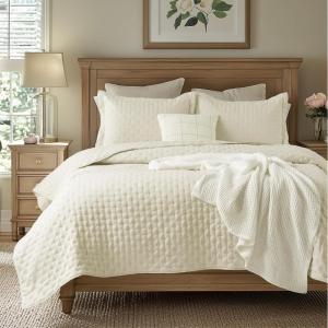 imageBedsure Quilts Queen Size  StitchFree Ultrasonic Quilting Lightweight Olive Green Comforter AllSeason Bedspread amp Coverlet Modern Floral Pattern Soft 3 Piece Machine Washable Bedding 90 x 96  StitchFree Quilting Ultra Soft Lightweight Machine Washable PetFriendly17  Ivory  Clover