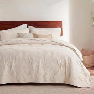 imageBedsure Quilts Queen Size  StitchFree Ultrasonic Quilting Lightweight Olive Green Comforter AllSeason Bedspread amp Coverlet Modern Floral Pattern Soft 3 Piece Machine Washable Bedding 90 x 96  StitchFree Quilting Ultra Soft Lightweight Machine Washable PetFriendly13 Beige  Floral