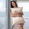 imageBedsure Cooling Pillowcase Silk  Like Pillow Cases Queen Size Set of 2 Zipper Pillow Case Infused 3 HA amp Ceramides to Hydrate Skin OekoTEX Certified White02  Beige