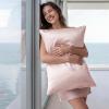 imageBedsure Cooling Pillowcase Silk  Like Pillow Cases Queen Size Set of 2 Zipper Pillow Case Infused 3 HA amp Ceramides to Hydrate Skin OekoTEX Certified White04  Pink