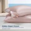 imageBedsure Cooling Pillowcase Silk  Like Pillow Cases Queen Size Set of 2 Zipper Pillow Case Infused 3 HA amp Ceramides to Hydrate Skin OekoTEX Certified White04  Pink