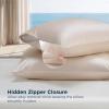 imageBedsure Cooling Pillowcase Silk  Like Pillow Cases Queen Size Set of 2 Zipper Pillow Case Infused 3 HA amp Ceramides to Hydrate Skin OekoTEX Certified White02  Beige