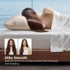imageBedsure Cooling Pillowcase Silk  Like Pillow Cases Queen Size Set of 2 Zipper Pillow Case Infused 3 HA amp Ceramides to Hydrate Skin OekoTEX Certified White02  Beige