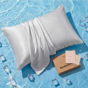 imageBedsure Cooling Pillowcase Silk  Like Pillow Cases Queen Size Set of 2 Zipper Pillow Case Infused 3 HA amp Ceramides to Hydrate Skin OekoTEX Certified White03  Grey