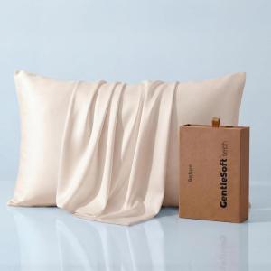 imageBedsure Cooling Pillowcase Silk  Like Pillow Cases Queen Size Set of 2 Zipper Pillow Case Infused 3 HA amp Ceramides to Hydrate Skin OekoTEX Certified White02  Beige