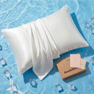 imageBedsure Cooling Pillowcase Silk  Like Pillow Cases Queen Size Set of 2 Zipper Pillow Case Infused 3 HA amp Ceramides to Hydrate Skin OekoTEX Certified White01  White