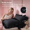 imageBedsure Ruffle Pillow Cases Black Pillow Shams Standard Size Set of 2 Double Brushed Microfiber Ruffled Pillow Covers with Envelope Closure 20 x 2602  Black