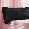 imageBedsure Ruffle Pillow Cases Black Pillow Shams Standard Size Set of 2 Double Brushed Microfiber Ruffled Pillow Covers with Envelope Closure 20 x 2602  Black