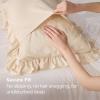 imageBedsure Ruffle Pillow Cases Black Pillow Shams Standard Size Set of 2 Double Brushed Microfiber Ruffled Pillow Covers with Envelope Closure 20 x 2603  Beige