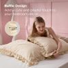 imageBedsure Ruffle Pillow Cases Black Pillow Shams Standard Size Set of 2 Double Brushed Microfiber Ruffled Pillow Covers with Envelope Closure 20 x 2603  Beige