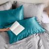 imageBedsure Satin Pillowcase with Zipper Similar to Silk Pillow Cases 2 Pack Satin King Size Pillow Cases Set of 2 Silky amp Soft Pillow Cover for Hair and Skin Gifts for Women Men Pink 20x36 Inches11  Teal Blue  Zipper