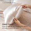 imageBedsure Satin Pillowcase with Zipper Similar to Silk Pillow Cases 2 Pack Satin King Size Pillow Cases Set of 2 Silky amp Soft Pillow Cover for Hair and Skin Gifts for Women Men Pink 20x36 Inches01  Beige  Zipper