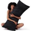 imageBedsure Satin Pillowcase with Zipper Similar to Silk Pillow Cases 2 Pack Satin King Size Pillow Cases Set of 2 Silky amp Soft Pillow Cover for Hair and Skin Gifts for Women Men Pink 20x36 Inches04  Black  Zipper