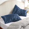 imageBedsure Satin Pillowcase with Zipper Similar to Silk Pillow Cases 2 Pack Satin King Size Pillow Cases Set of 2 Silky amp Soft Pillow Cover for Hair and Skin Gifts for Women Men Pink 20x36 Inches09  Blue  Zipper