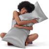 imageBedsure Satin Pillowcase with Zipper Similar to Silk Pillow Cases 2 Pack Satin King Size Pillow Cases Set of 2 Silky amp Soft Pillow Cover for Hair and Skin Gifts for Women Men Pink 20x36 Inches03  Grey  Zipper