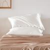 imageBedsure Satin Pillowcase with Zipper Similar to Silk Pillow Cases 2 Pack Satin King Size Pillow Cases Set of 2 Silky amp Soft Pillow Cover for Hair and Skin Gifts for Women Men Pink 20x36 Inches06  Ivory  Zipper