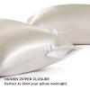 imageBedsure Satin Pillowcase with Zipper Similar to Silk Pillow Cases 2 Pack Satin King Size Pillow Cases Set of 2 Silky amp Soft Pillow Cover for Hair and Skin Gifts for Women Men Pink 20x36 Inches18  Champagne  Zipper