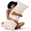imageBedsure Satin Pillowcase with Zipper Similar to Silk Pillow Cases 2 Pack Satin King Size Pillow Cases Set of 2 Silky amp Soft Pillow Cover for Hair and Skin Gifts for Women Men Pink 20x36 Inches01  Beige  Zipper