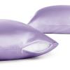 imageBedsure Satin Pillowcase with Zipper Similar to Silk Pillow Cases 2 Pack Satin King Size Pillow Cases Set of 2 Silky amp Soft Pillow Cover for Hair and Skin Gifts for Women Men Pink 20x36 Inches14  Lavender  Zipper