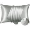 imageBedsure Satin Pillowcase with Zipper Similar to Silk Pillow Cases 2 Pack Satin King Size Pillow Cases Set of 2 Silky amp Soft Pillow Cover for Hair and Skin Gifts for Women Men Pink 20x36 Inches03  Grey  Zipper