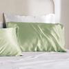 imageBedsure Satin Pillowcase with Zipper Similar to Silk Pillow Cases 2 Pack Satin King Size Pillow Cases Set of 2 Silky amp Soft Pillow Cover for Hair and Skin Gifts for Women Men Pink 20x36 Inches08  Sage Green  Zipper