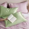 imageBedsure Satin Pillowcase with Zipper Similar to Silk Pillow Cases 2 Pack Satin King Size Pillow Cases Set of 2 Silky amp Soft Pillow Cover for Hair and Skin Gifts for Women Men Pink 20x36 Inches08  Sage Green  Zipper