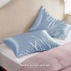 imageBedsure Satin Pillowcase with Zipper Similar to Silk Pillow Cases 2 Pack Satin King Size Pillow Cases Set of 2 Silky amp Soft Pillow Cover for Hair and Skin Gifts for Women Men Pink 20x36 Inches12  Stone Blue  Zipper