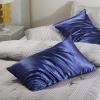 imageBedsure Satin Pillowcase with Zipper Similar to Silk Pillow Cases 2 Pack Satin King Size Pillow Cases Set of 2 Silky amp Soft Pillow Cover for Hair and Skin Gifts for Women Men Pink 20x36 Inches13  Navy  Zipper
