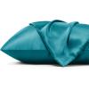 imageBedsure Satin Pillowcase with Zipper Similar to Silk Pillow Cases 2 Pack Satin King Size Pillow Cases Set of 2 Silky amp Soft Pillow Cover for Hair and Skin Gifts for Women Men Pink 20x36 Inches11  Teal Blue  Zipper