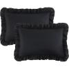 imageBedsure Ruffle Pillow Cases Black Pillow Shams Standard Size Set of 2 Double Brushed Microfiber Ruffled Pillow Covers with Envelope Closure 20 x 2602  Black