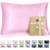 imageBedsure Satin Pillowcase with Zipper Similar to Silk Pillow Cases 2 Pack Satin King Size Pillow Cases Set of 2 Silky amp Soft Pillow Cover for Hair and Skin Gifts for Women Men Pink 20x36 Inches07  Pink  Zipper