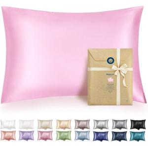 imageBedsure Satin Pillowcase with Zipper Similar to Silk Pillow Cases 2 Pack Satin King Size Pillow Cases Set of 2 Silky amp Soft Pillow Cover for Hair and Skin Gifts for Women Men Pink 20x36 Inches07  Pink  Zipper