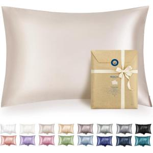 imageBedsure Satin Pillowcase with Zipper Similar to Silk Pillow Cases 2 Pack Satin King Size Pillow Cases Set of 2 Silky amp Soft Pillow Cover for Hair and Skin Gifts for Women Men Pink 20x36 Inches01  Beige  Zipper