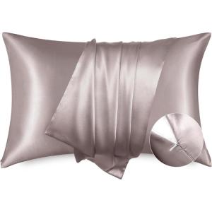 imageBedsure Satin Pillowcase with Zipper Similar to Silk Pillow Cases 2 Pack Satin King Size Pillow Cases Set of 2 Silky amp Soft Pillow Cover for Hair and Skin Gifts for Women Men Pink 20x36 Inches10  Dusty Rose  Zipper