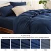 imageBedsure Duvet Cover Queen Size  Only Includes 1 Duvet Cover 90x90 Hotel Luxury Soft Double Brushed All Season Bedding for Kids amp Adults Zipper Closure Grey No Comforter No Pillow Shams00  Navy Blue With Fitted Sheet