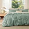 imageBedsure Duvet Cover Queen Size  Only Includes 1 Duvet Cover 90x90 Hotel Luxury Soft Double Brushed All Season Bedding for Kids amp Adults Zipper Closure Grey No Comforter No Pillow Shams04  Sage Green No Comforter