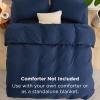 imageBedsure Duvet Cover Queen Size  Only Includes 1 Duvet Cover 90x90 Hotel Luxury Soft Double Brushed All Season Bedding for Kids amp Adults Zipper Closure Grey No Comforter No Pillow Shams00  Navy Blue With Fitted Sheet
