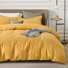 imageBedsure Duvet Cover Queen Size  Only Includes 1 Duvet Cover 90x90 Hotel Luxury Soft Double Brushed All Season Bedding for Kids amp Adults Zipper Closure Grey No Comforter No Pillow Shams10  Golden Yellow No Comforter