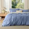imageBedsure Duvet Cover Queen Size  Only Includes 1 Duvet Cover 90x90 Hotel Luxury Soft Double Brushed All Season Bedding for Kids amp Adults Zipper Closure Grey No Comforter No Pillow Shams06  Slate Blue No Comforter
